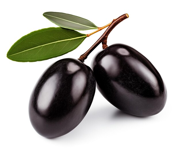 Foto oliva nera isolata su sfondo bianco ai generato