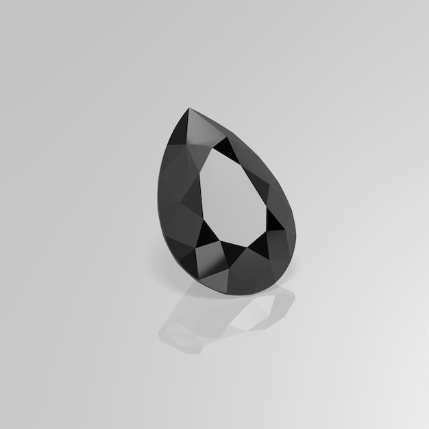 Black onyx gemstone pear 3D render