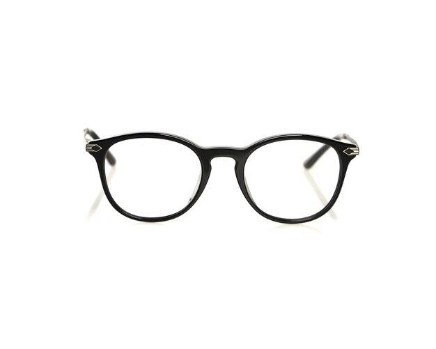 Black optical glasses on a white background