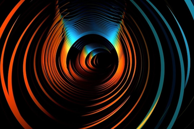 A black and orange background with a spiral design.