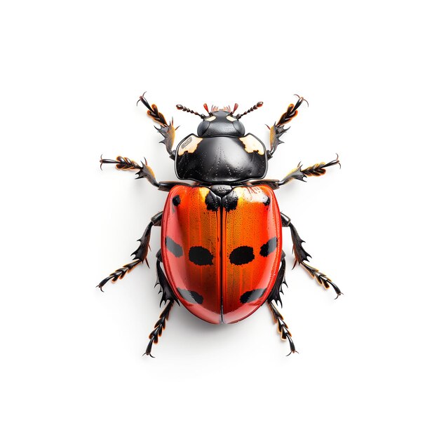 Photo black and orange beetle on white background generative ai
