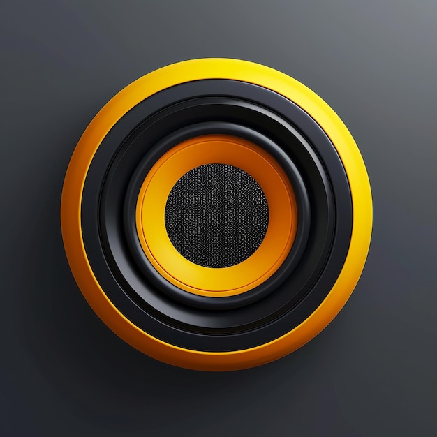a black and orange circular object with a yellow and orange circle on it