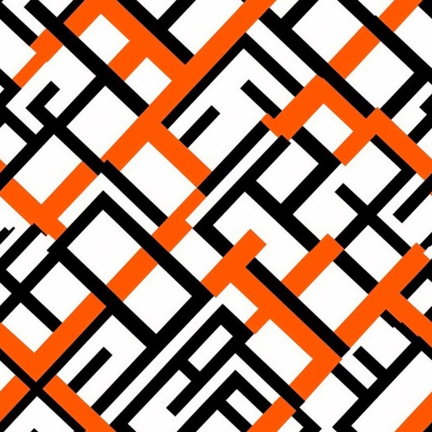 Photo a black and orange diagonal pattern with white squares generative ai