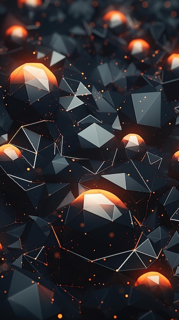 Photo black and orange diamond 3d rendering background