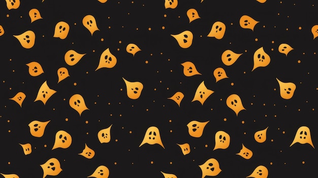 Photo a black and orange pattern with halloween ghosts on it