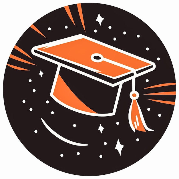 Photo a black and orange picture of a graduation cap with a star on it