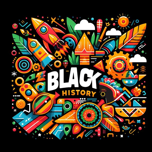 a black and orange poster that says black history