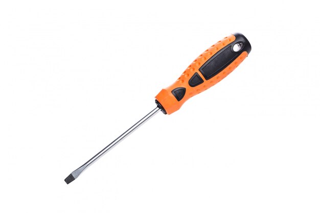 Black and orange screwdriver isolated on white background