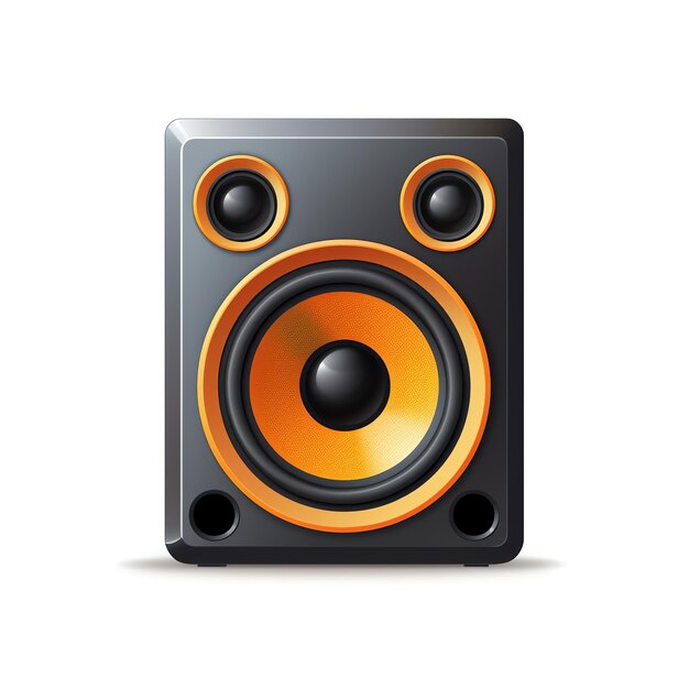 Photo a black and orange speaker