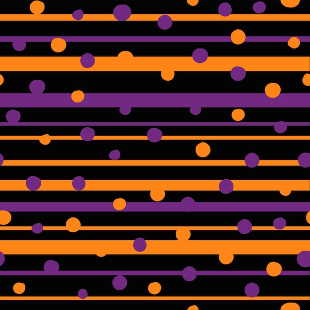 Black Orange Violet Horizontal Stripe And Polka Dot Pattern