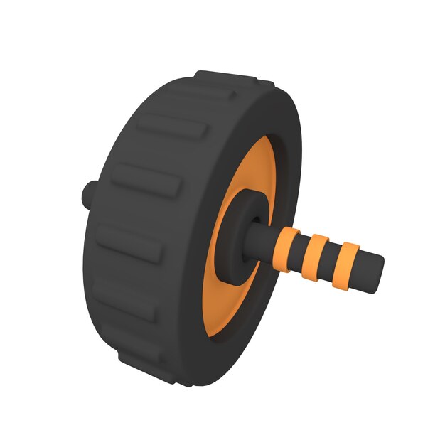 A black and orange wheel with a black wheel and a black wheel with a yellow stripe.