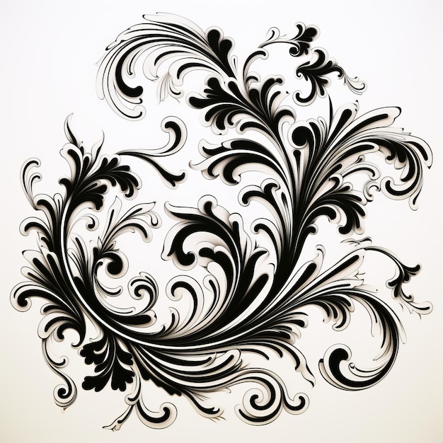 Foto illustrazione di design vintage floreale ornato nero