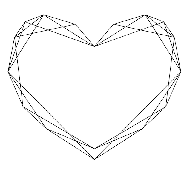 Фото Черные очертания геометрические рамки сердца валентины или свадьбы изолированная иллюстрация