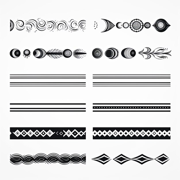 Photo black page dividers elements on white background