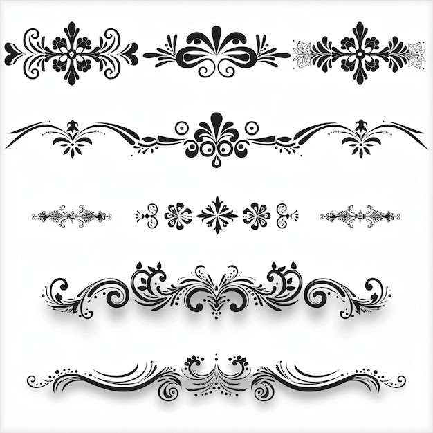 Photo black page dividers elements on white background