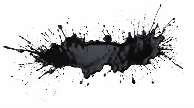 Black paint or ink splash on white background