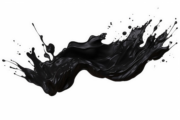 Black paint splash isolated on a transparent background