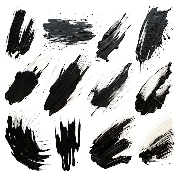 black paint strokes set against white background brushwork