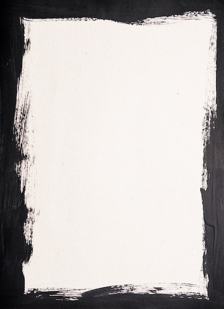 Black painted frame on white paper background