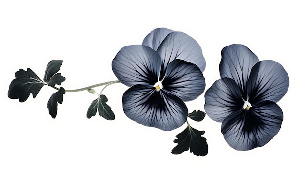 Black pansy isolated on white background Black color pansy flower