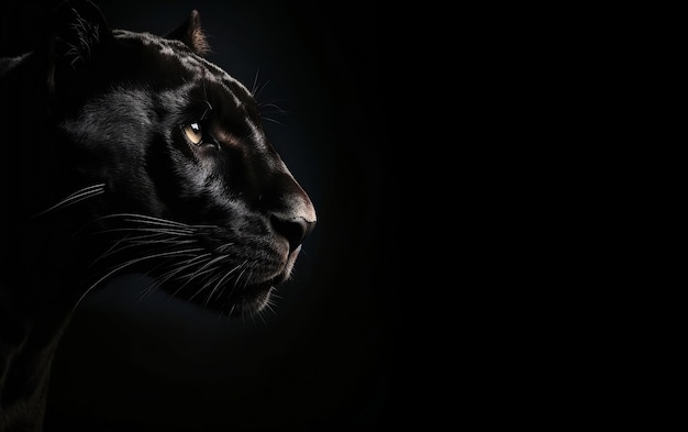 Black panther on a black background