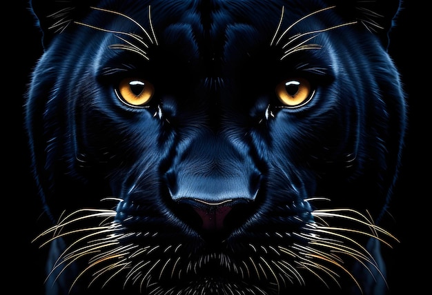 Black panther face on black background