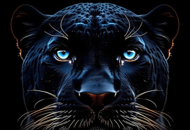 Photo black panther face on black background