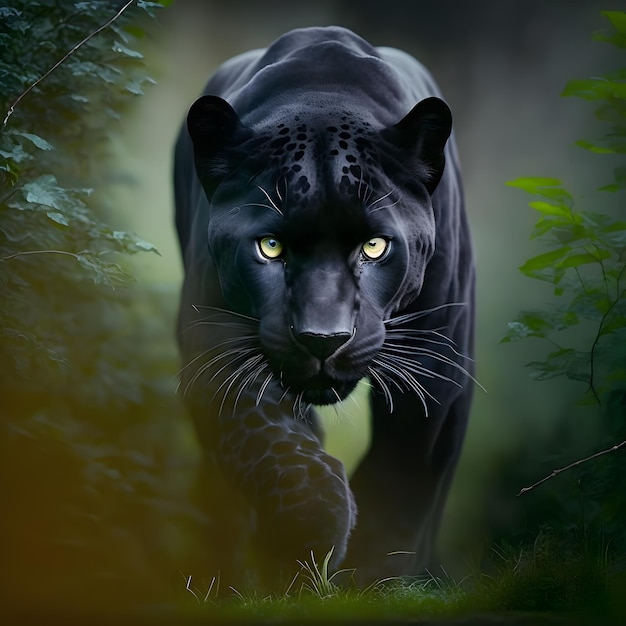 Black panther in the forest