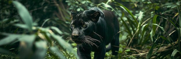 Photo black panther in the forest