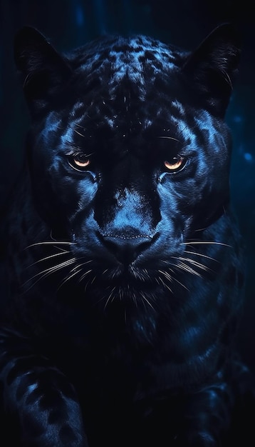 Premium AI Image | A black panther is looking at the camera.