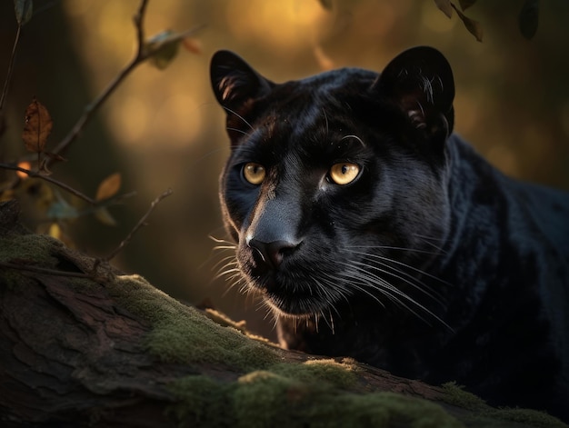 black panther leopard on a tree wild animal
