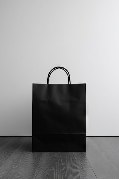 Premium AI Image | black paper bag mockup simple white background photo