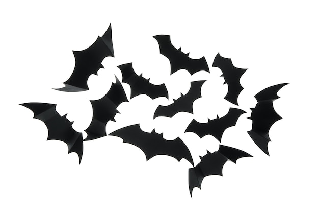 Photo black paper bats isolated on white