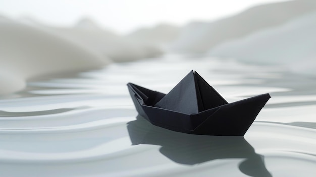 black paper boat on the water