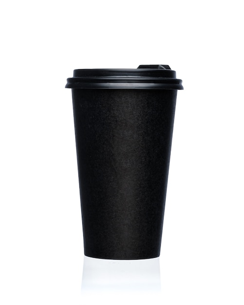 Black paper cup on white