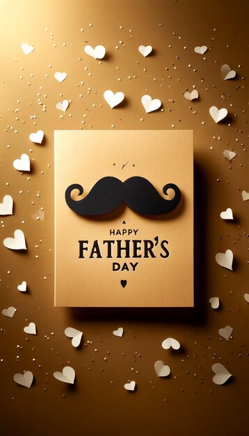 Black paper mustache holding a happy card