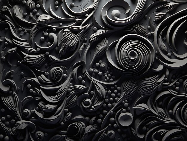 Black paper relief with floral ornament