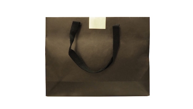 Black paper shopping bag isolated.