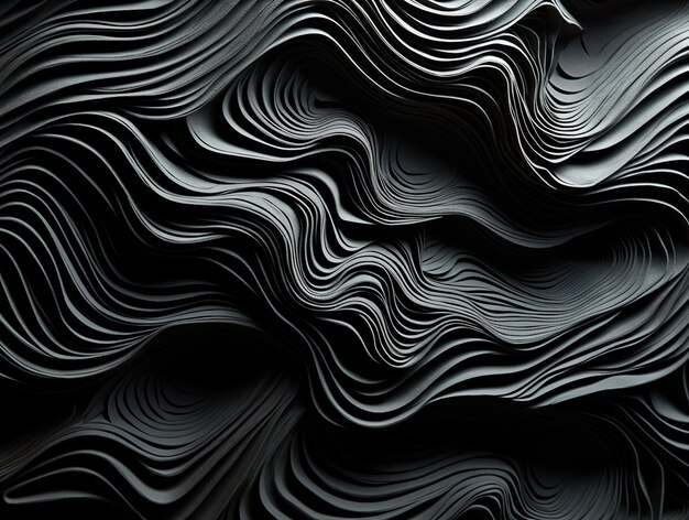 波の浮き彫りの黒い紙