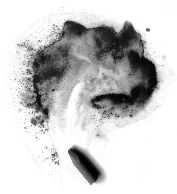 Black pastel. Abstract blur and black chalk on a white background.