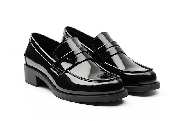 Black Patent Chunky Loafers Fashion