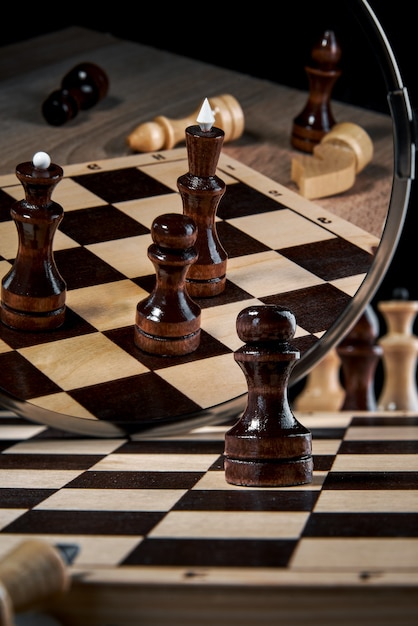 Wallpaper chess, king, mirror, pawn for mobile and desktop