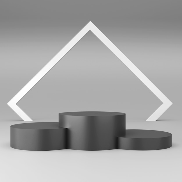 Black pedestal on gray background