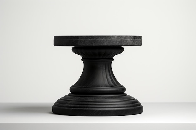 Black pedestal on the white background High quality photo