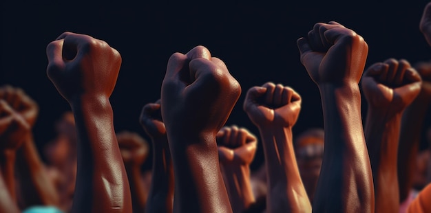 Premium Photo | Black people hands up freedom generative ai