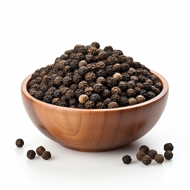 A black pepper in bowel isolated on white background