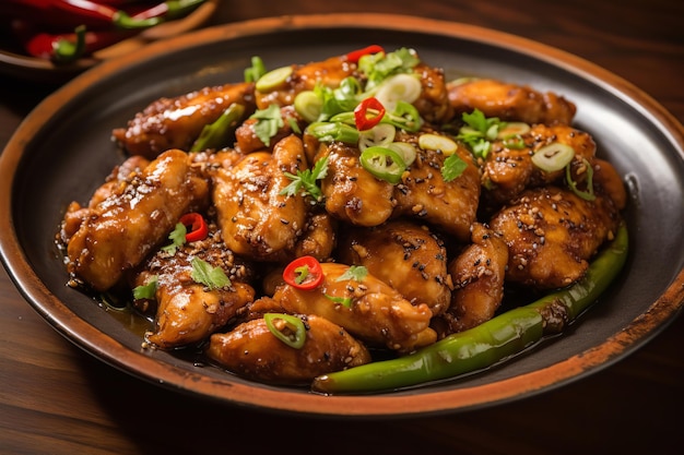 Photo black pepper chicken chinese food