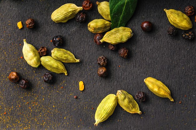 black pepper on dark background