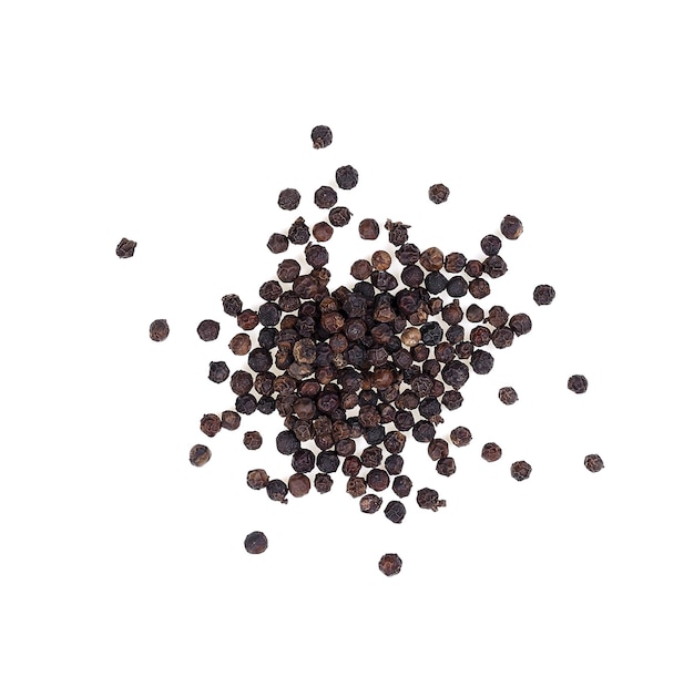 Photo black pepper isolated on white background.