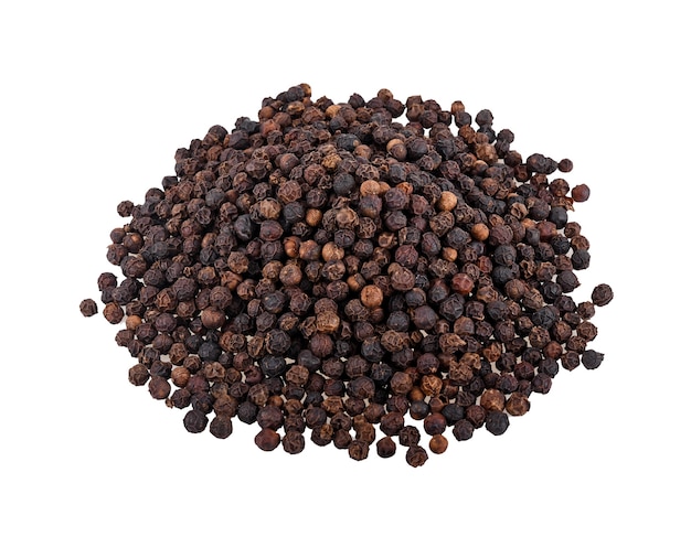 Black pepper isolated on white , top view